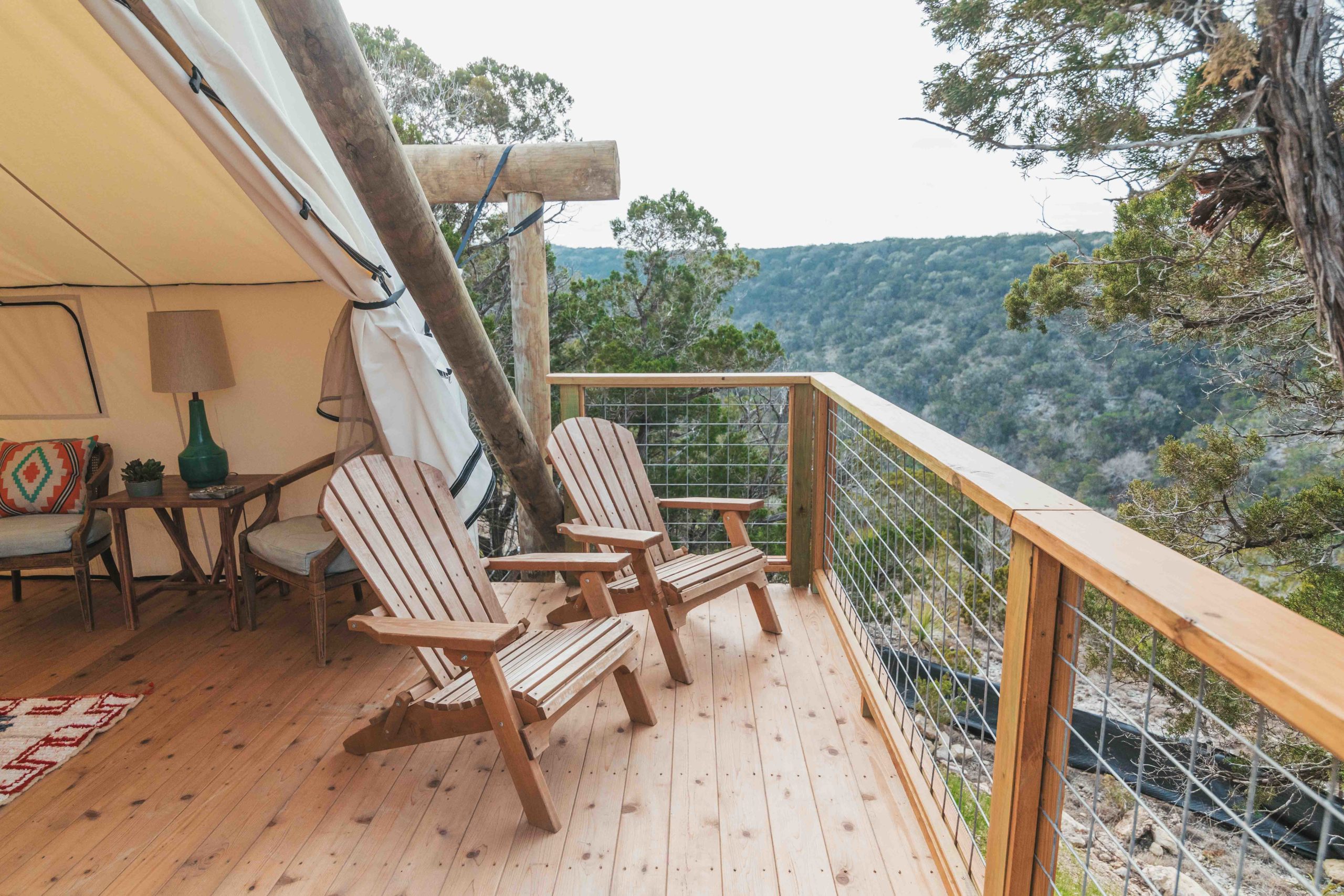 Balcony of camp with two chairs