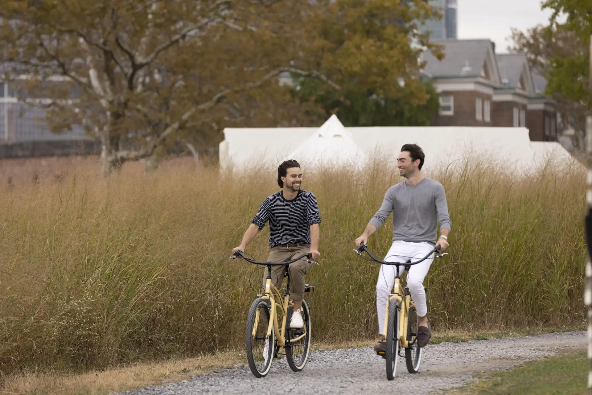 Men riding cycles