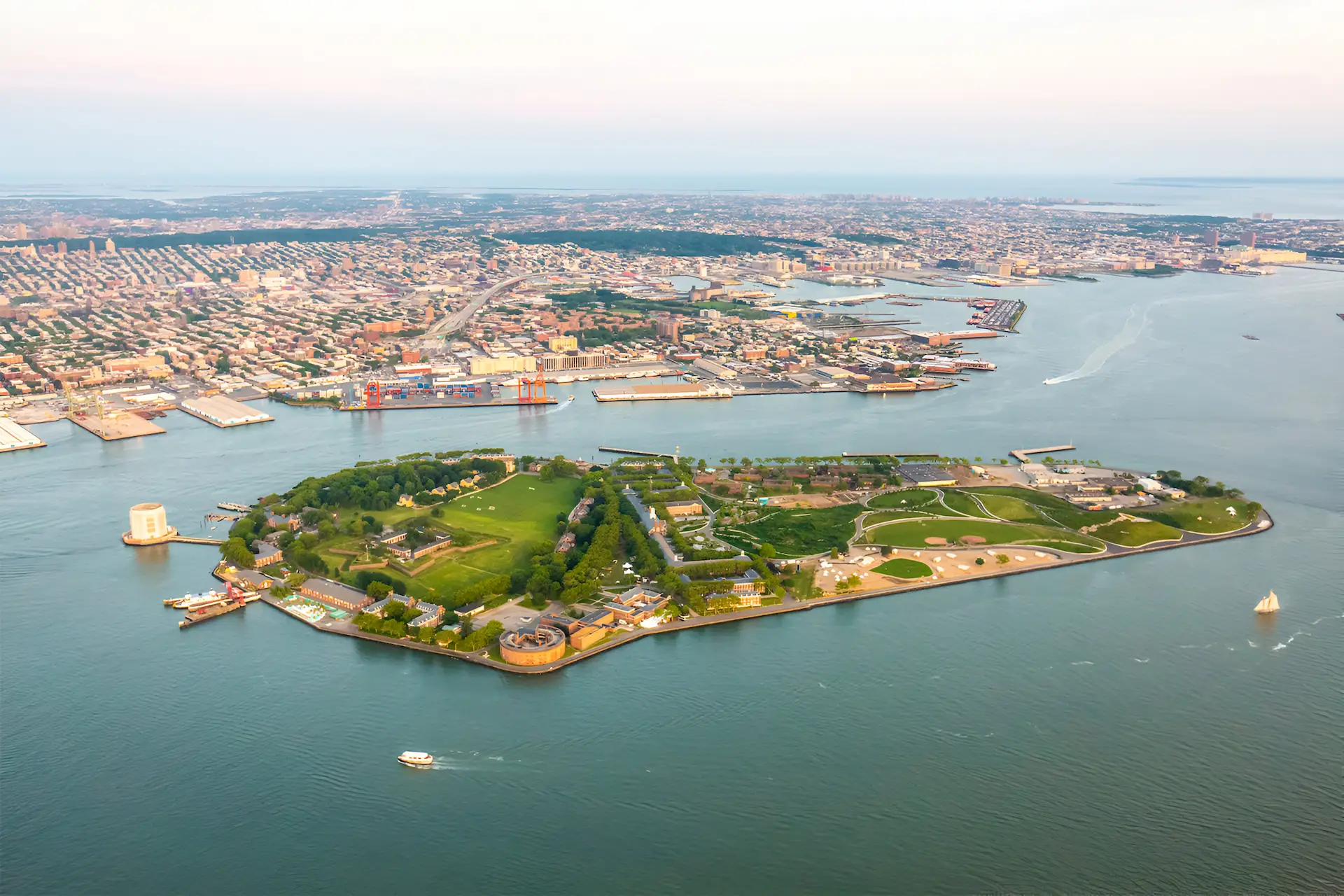 Aerial view of Governors Island